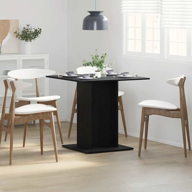 spisebord 80x80x75 cm konstrueret træ sort egetræsfarve