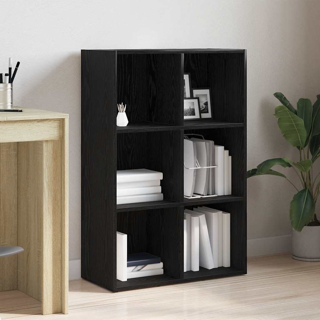bogskab 66x30x98 cm konstrueret træ sort egetræsfarve billede