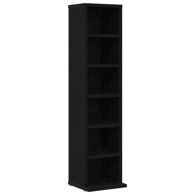 cd-reol 21x20x88 cm konstrueret træ sort-eg