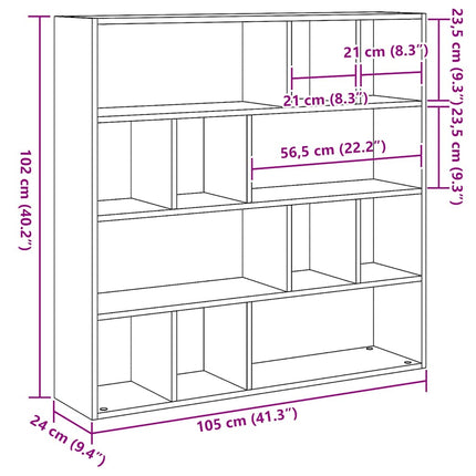 bogreol/rumdeler 105x24x102 cm sort egetræsfarve
