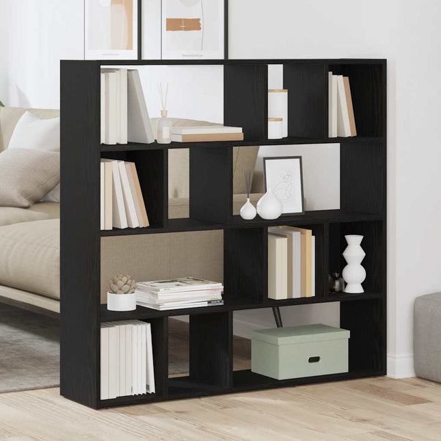 bogreol/rumdeler 105x24x102 cm sort egetræsfarve