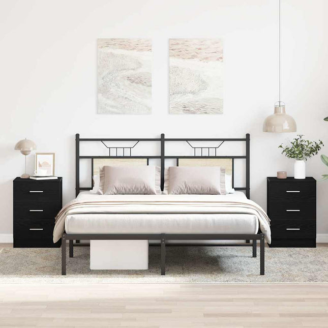sengeborde 2 stk. sort eg 38x35x55 cm konstrueret træ