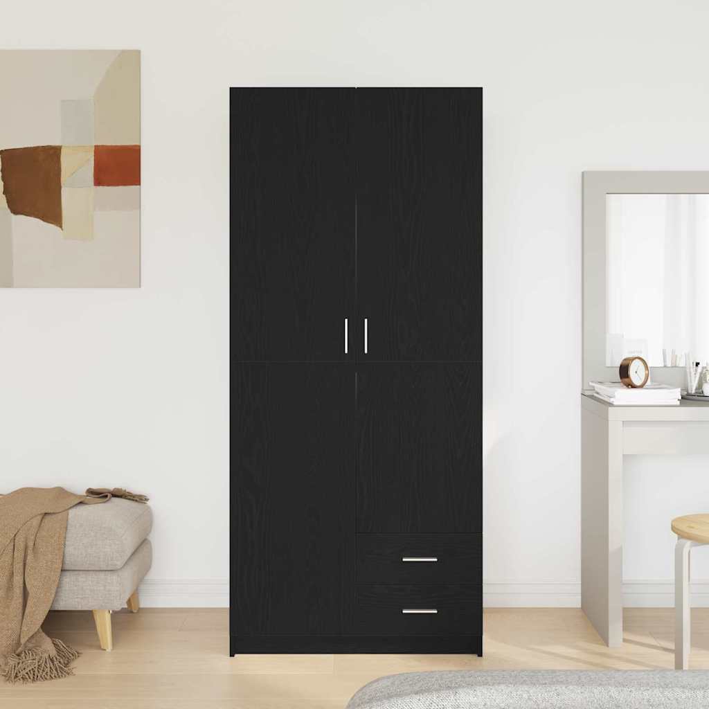 Garderobeskab med dør Sort eg 80 x 52 x 180 cm Konstrueret træ