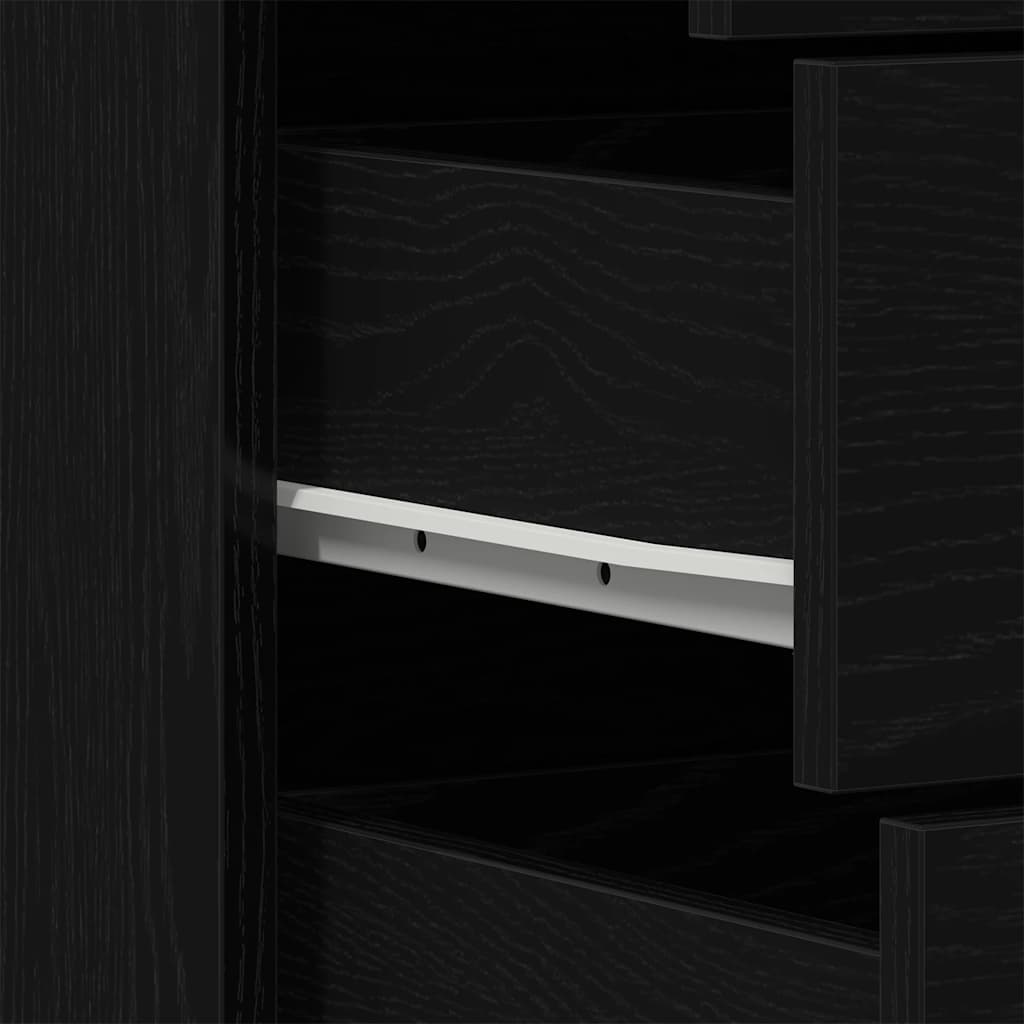 skænk med 6 skuffer 50x34x96 cm konstrueret træ sort egetræ