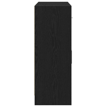 skænk sort egetræ 91x28x75 cm konstrueret træ