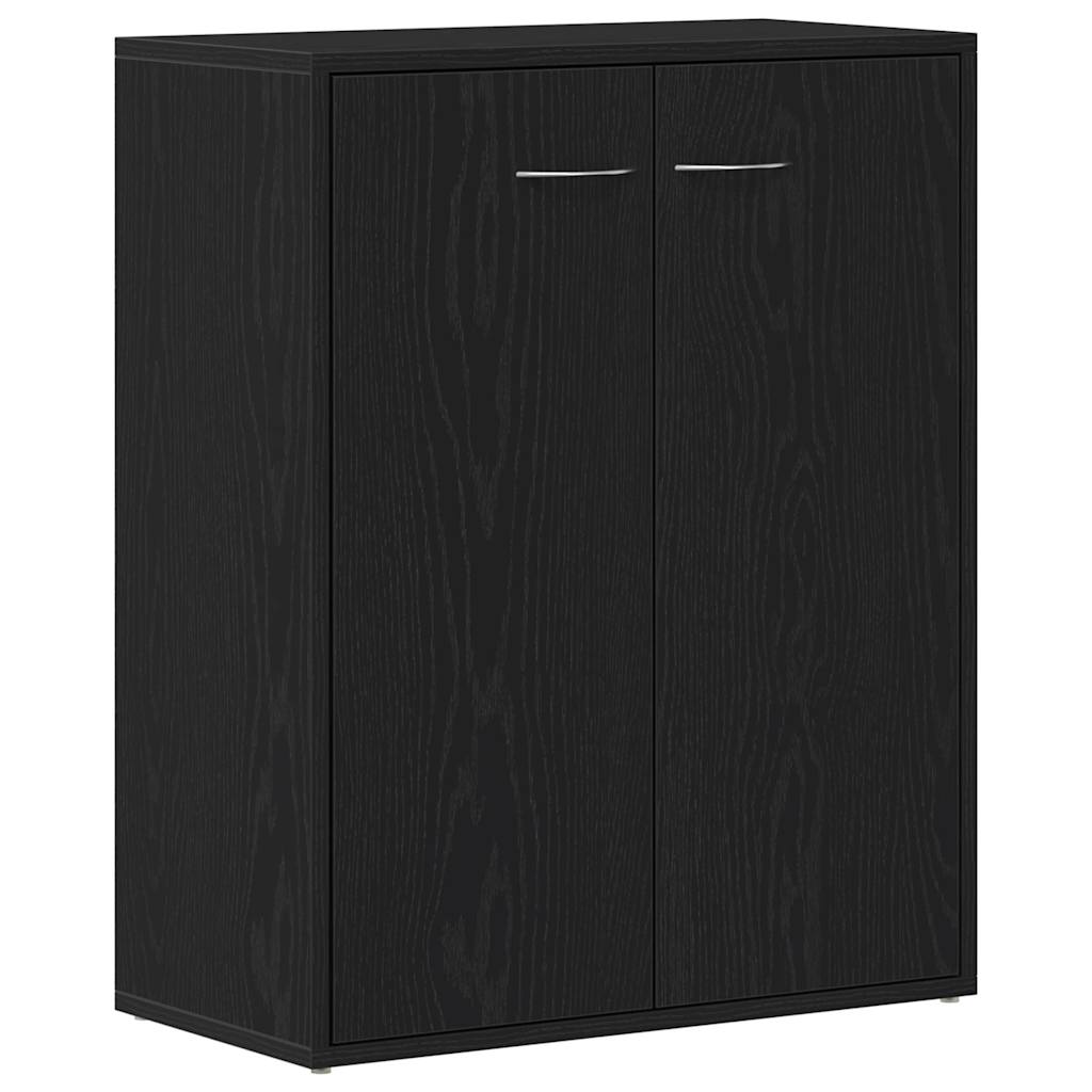 skænk sort egetræ 60x30x75 cm konstrueret træ
