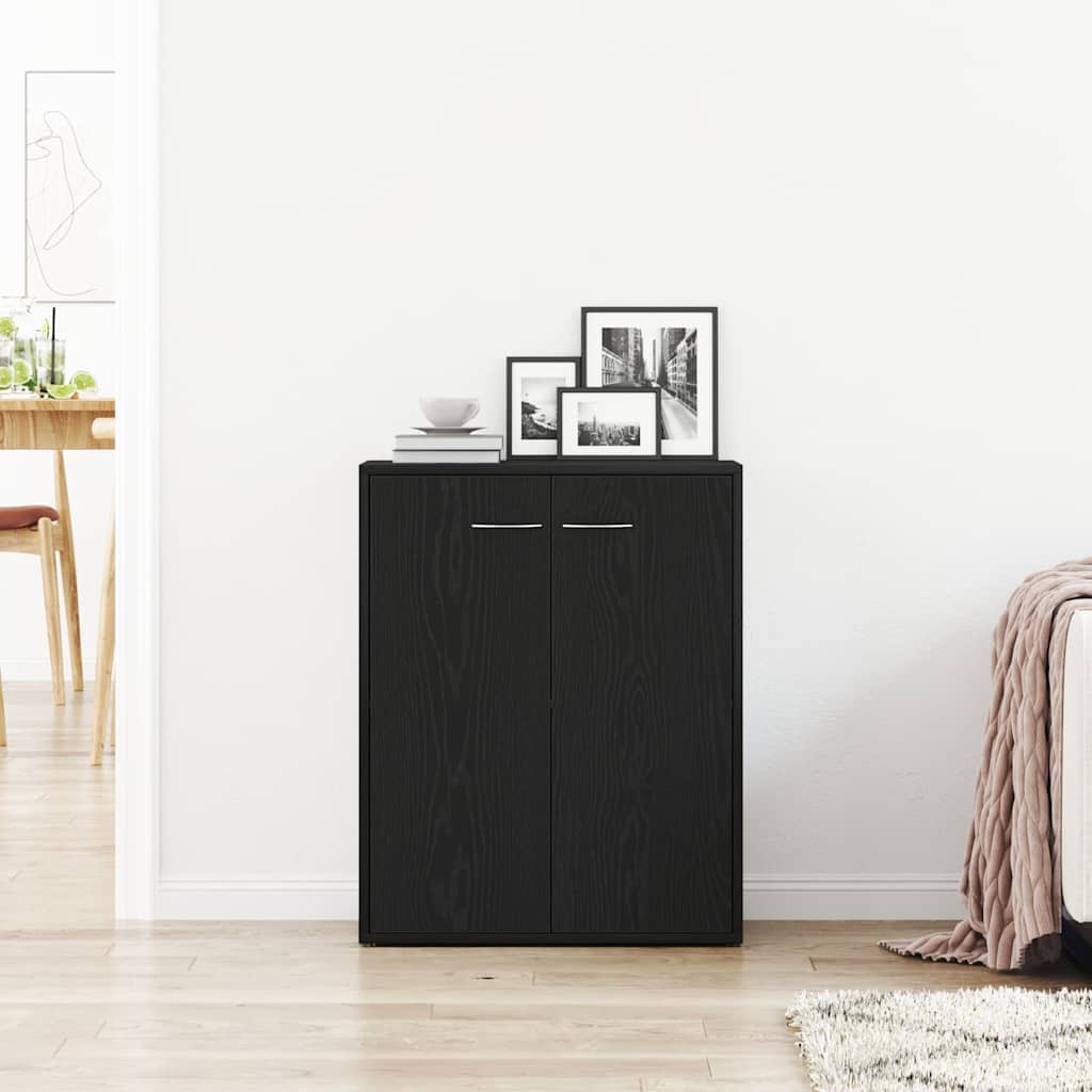 skænk sort egetræ 60x30x75 cm konstrueret træ