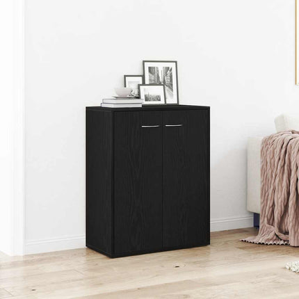 skænk sort egetræ 60x30x75 cm konstrueret træ