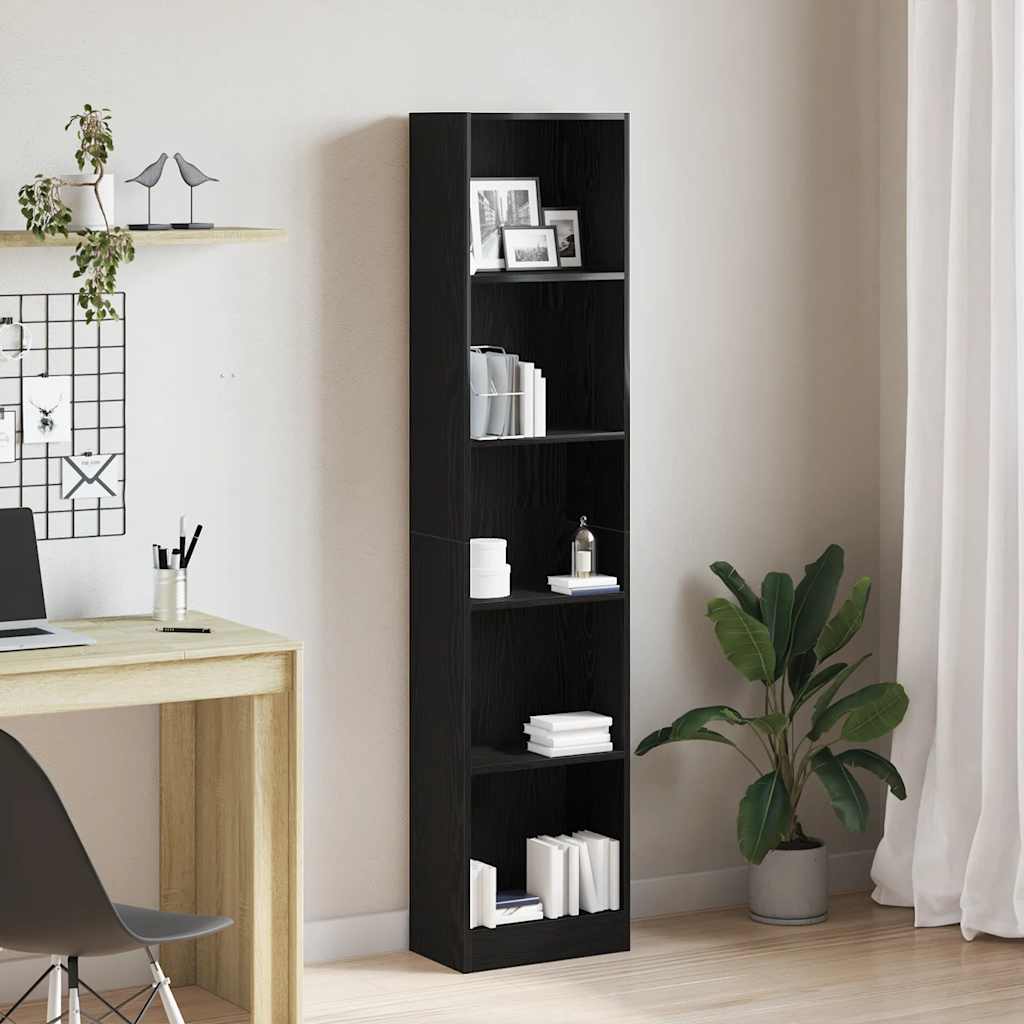 Bogreol 80X24X Konstrueret Træ Etræsfarve Sort Eg - 40 cm / 176 cm
