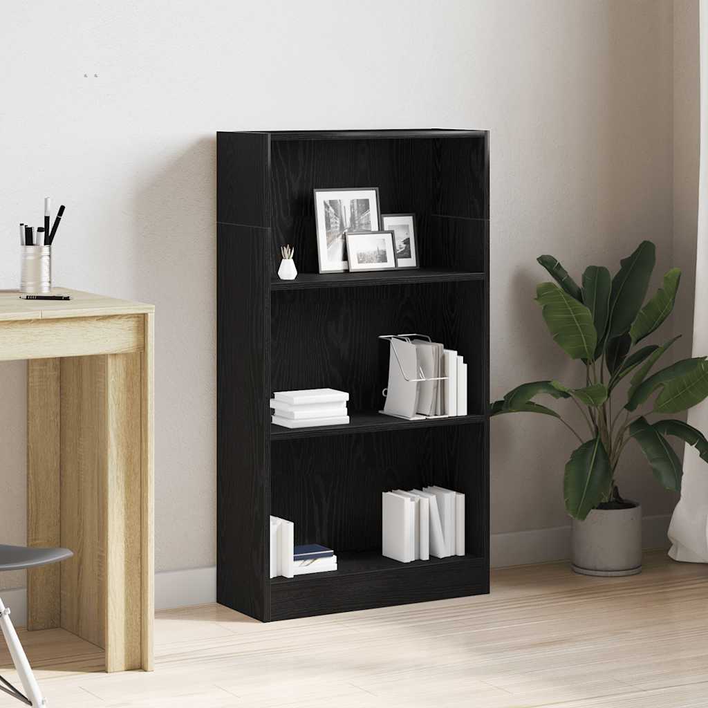 bogreol 60x24x109 cm konstrueret træ sort egetræsfarve billede