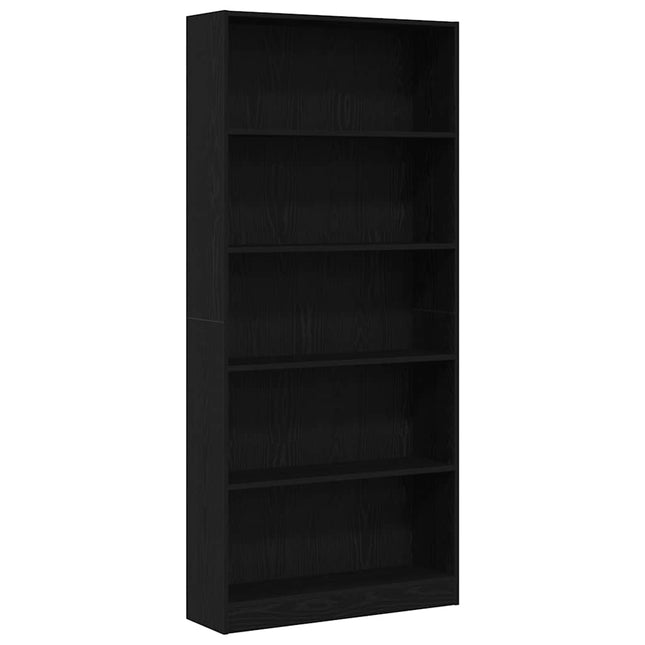 bogreol 80x24x176 cm konstrueret træ sort egetræsfarve