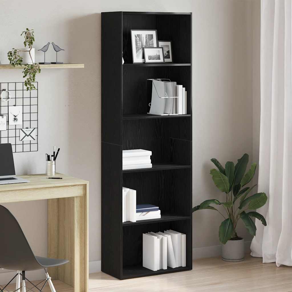 bogreol 60x30x189 cm konstrueret træ sort egetræsfarve billede