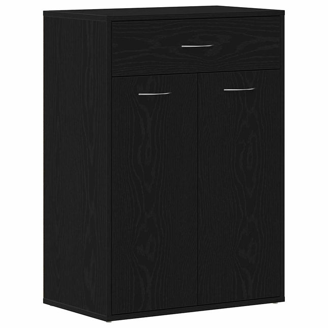 Skostativ med skuffe Sort eg 60 x 35 x 84 cm Konstrueret træ