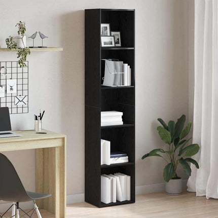 bogskab sort egetræ 40x30x189 cm konstrueret træ