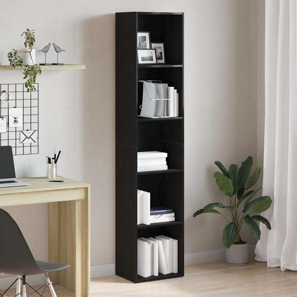 bogskab sort egetræ 40x30x189 cm konstrueret træ billede