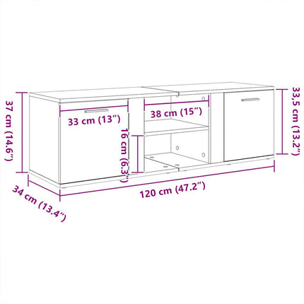 TV-skab sort egetræ 120x34x37 cm konstrueret træ