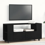tv-bord med hjul 102x34,5x43 cm konstrueret træ sort egetræ