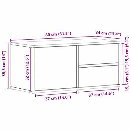 TV-skab 80 x 34 x 36 cm Sort eg Konstrueret træ