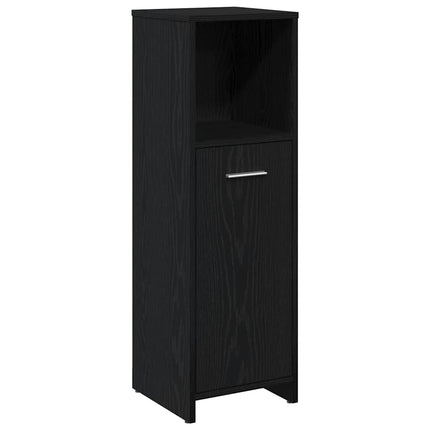 badeværelsesskab sort egetræ 30x30x95 cm konstrueret træ