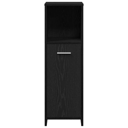 badeværelsesskab sort egetræ 30x30x95 cm konstrueret træ