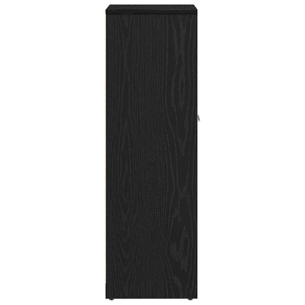 badeværelsesskab sort egetræ 30x30x95 cm konstrueret træ
