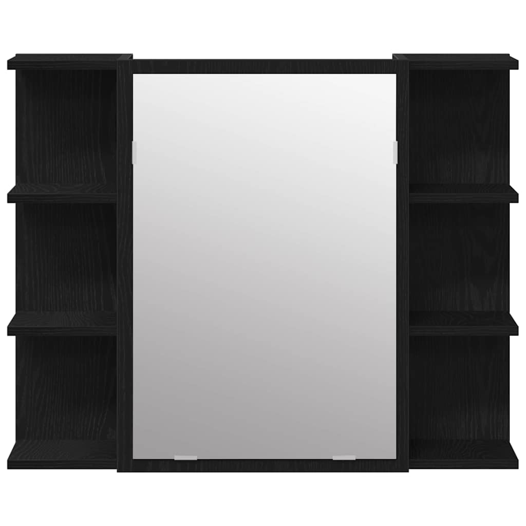 Spejlskab med hylde Sort eg 80 x 20,5 x 64 cm Konstrueret træ