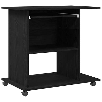 computerbord sort egetræ 80x50x75 cm konstrueret træ