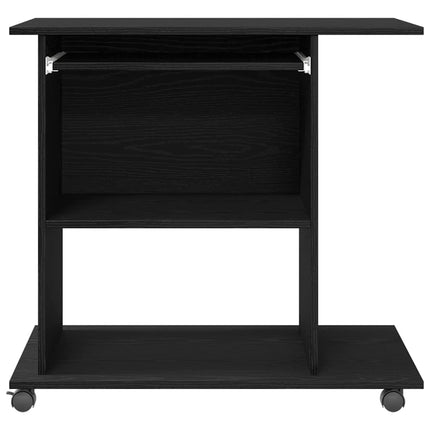computerbord sort egetræ 80x50x75 cm konstrueret træ