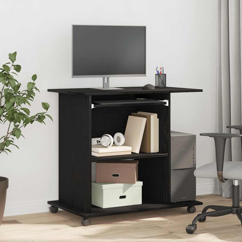 computerbord sort egetræ 80x50x75 cm konstrueret træ billede