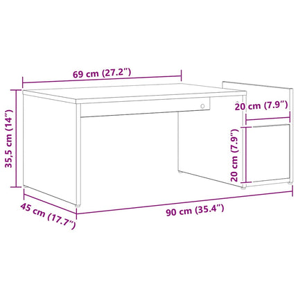 Sofabord Sort eg 90 x 45 x 35 cm Konstrueret træ