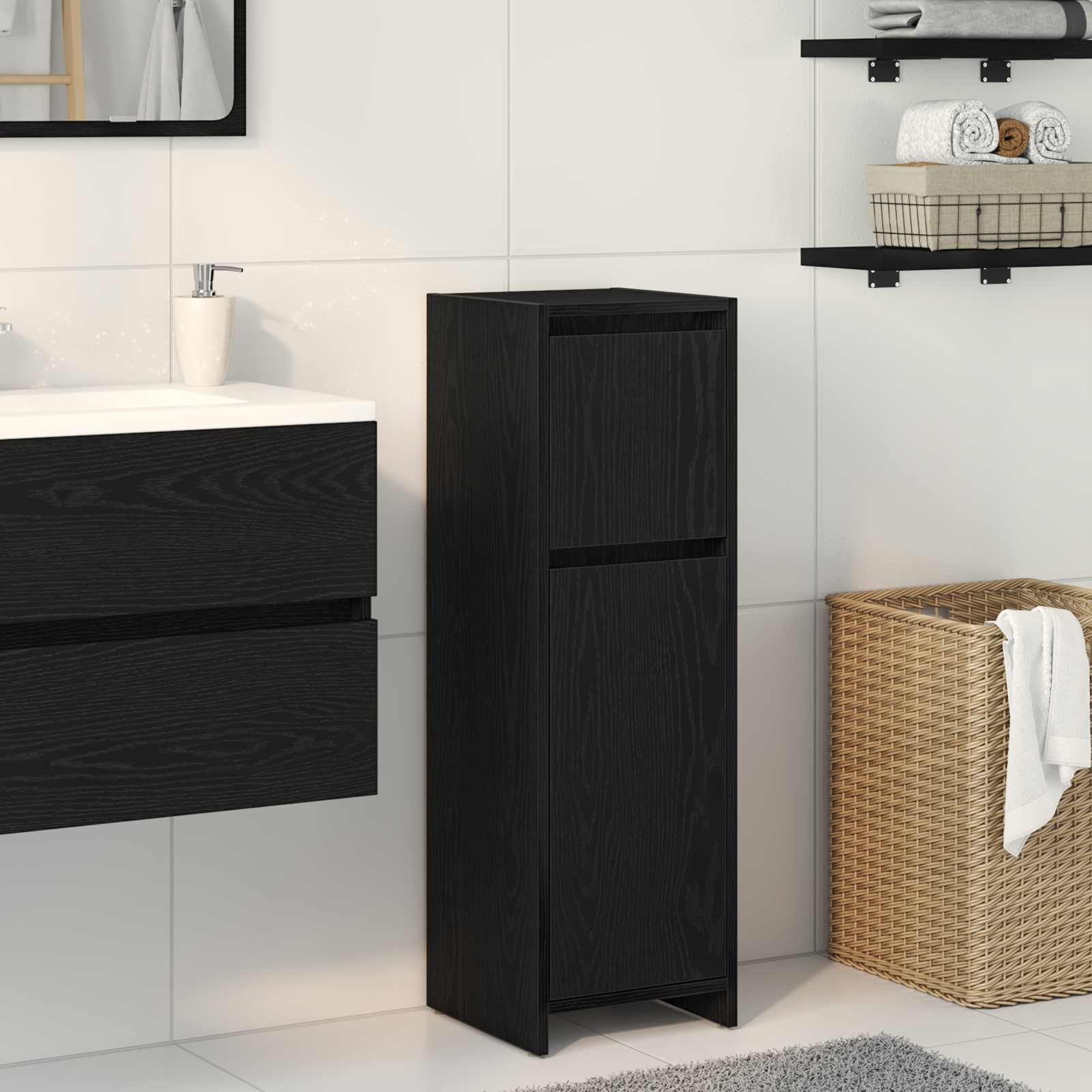 Badevrelsesskab Sort eg 30 x 30 x 95 cm Konstrueret tr