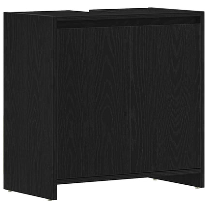 badeværelsesskab 60x33x60 cm konstrueret træ sort egetræ