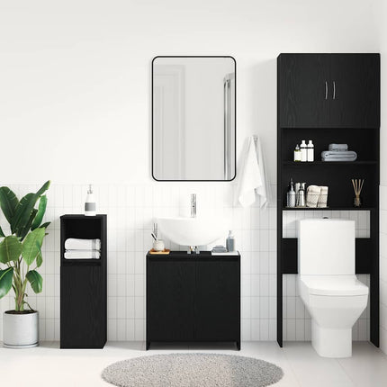 badeværelsesskab 60x33x60 cm konstrueret træ sort egetræ