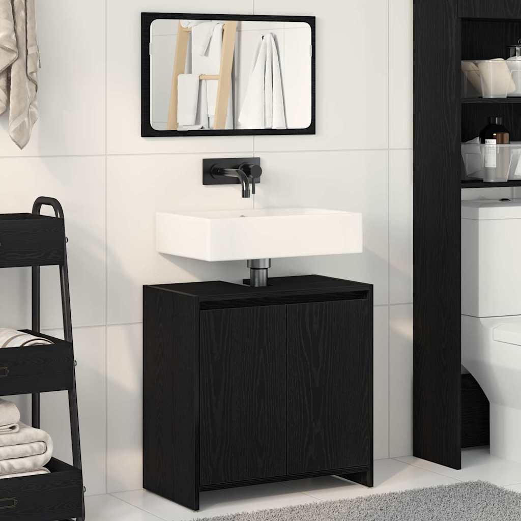 Badeværelsesskab Sort eg 60 x 33 x 60 cm Konstrueret træ billede