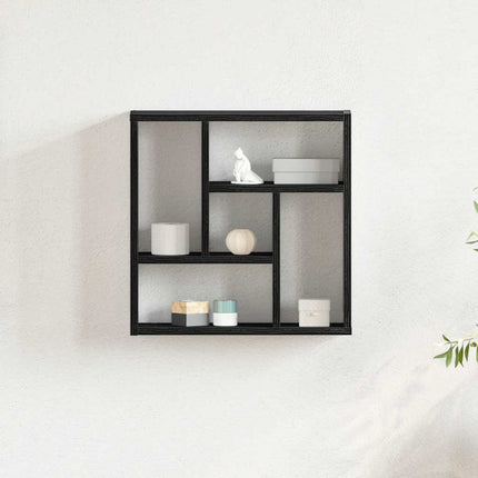 væghylde 45x16x45 cm konstrueret træ sort egetræsfarve