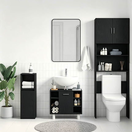 Badeværelsesskab Sort eg 60 x 32 x 54 cm Konstrueret træ
