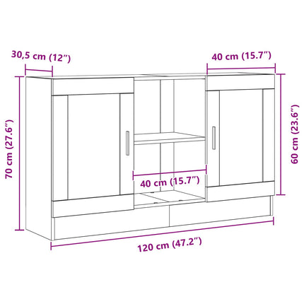 Sideboard Sort eg 120 x 30,5 x 70 cm Konstrueret træ