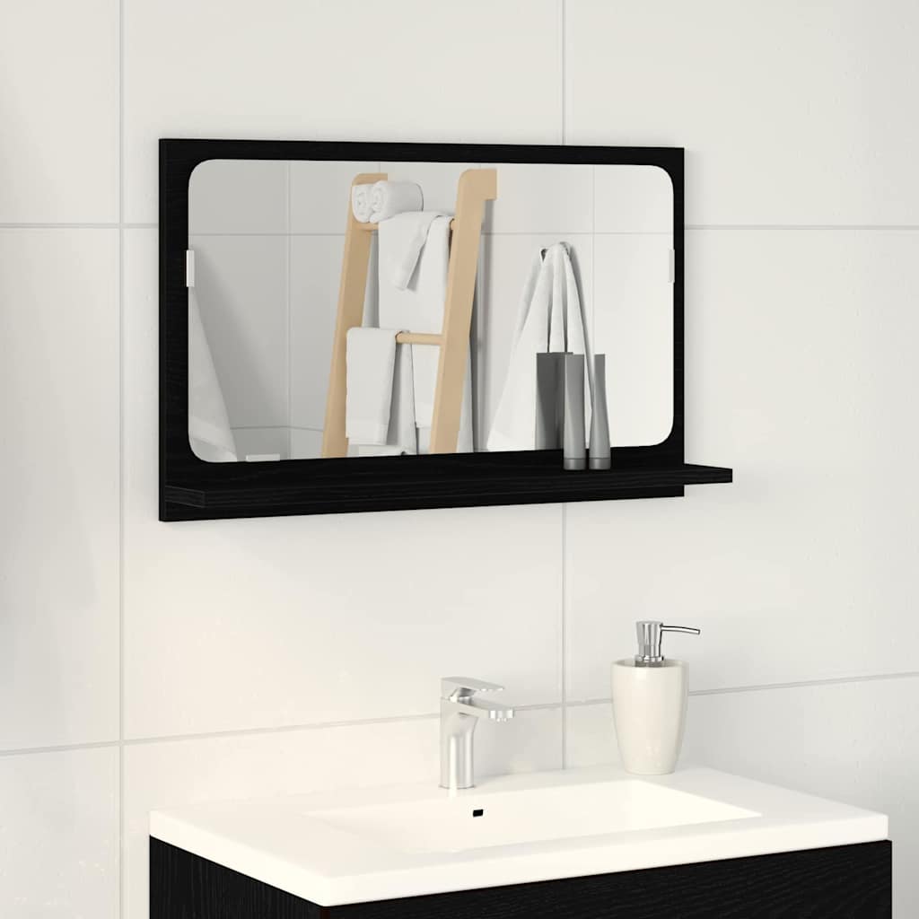 Spejlhylde med hylde Sort eg 60 x 10,5 x 37 cm Konstrueret træ