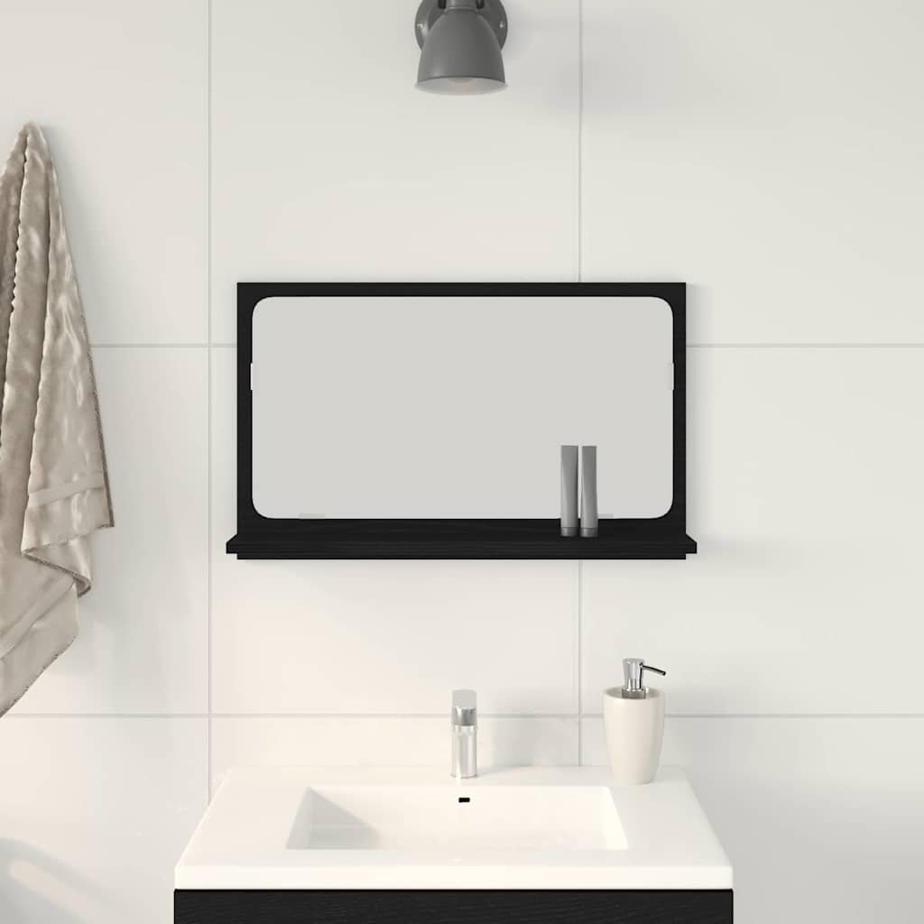 Spejlhylde med hylde Sort eg 60 x 10,5 x 37 cm Konstrueret træ