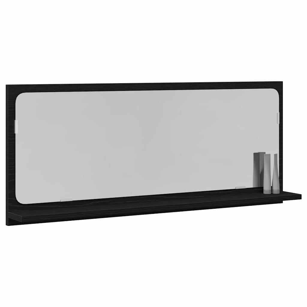 Spejlhylde med hylde Sort eg 90 x 10,5 x 37 cm Konstrueret træ