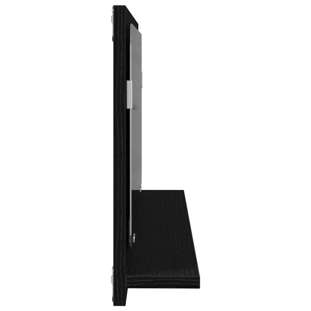 Spejlhylde med hylde Sort eg 90 x 10,5 x 37 cm Konstrueret træ