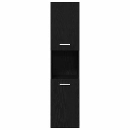 Badeværelsesskab Sort eg 30 x 30 x 130 cm Konstrueret træ