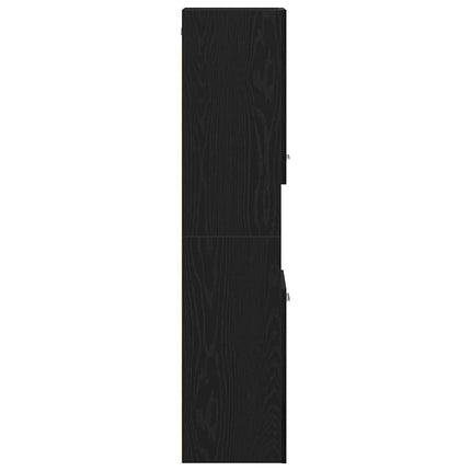 Badeværelsesskab Sort eg 30 x 30 x 130 cm Konstrueret træ