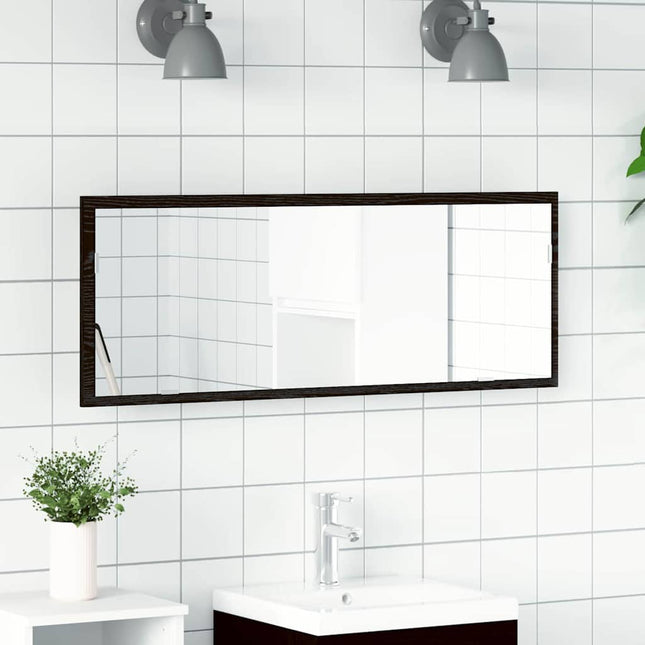 LED badeværelsesspejl Sort eg 100 x 8,5 x 37 cm Glas
