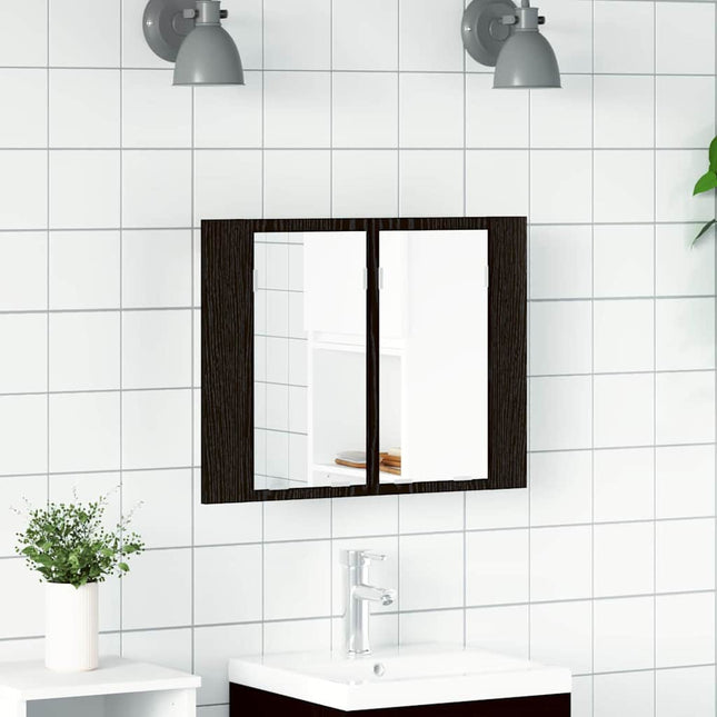 Badeværelsesspejlskab Sort eg 60 x 12 x 45 cm Konstrueret træ