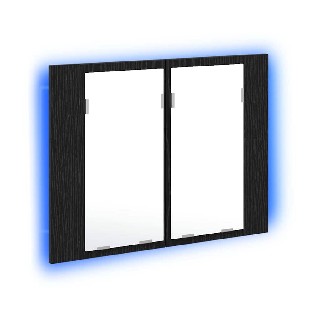 Badeværelsesspejlskab Sort eg 60 x 12 x 45 cm Konstrueret træ