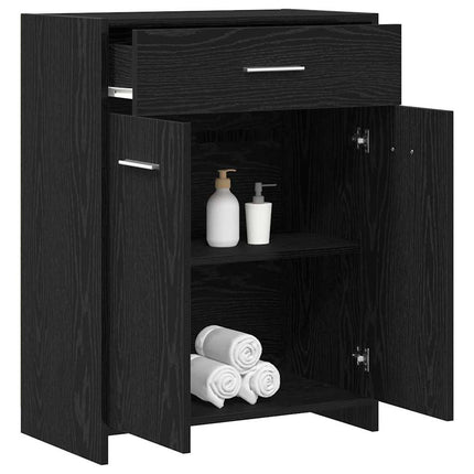 Badeværelsesskab Sort eg 60 x 33 x 80 cm Konstrueret træ