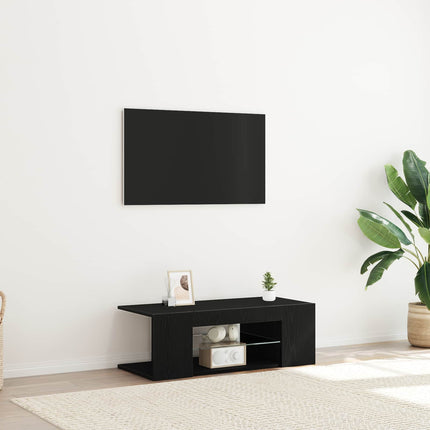 TV-skab med skuffe Sort eg 90 x 39 x 30 cm Konstrueret træ