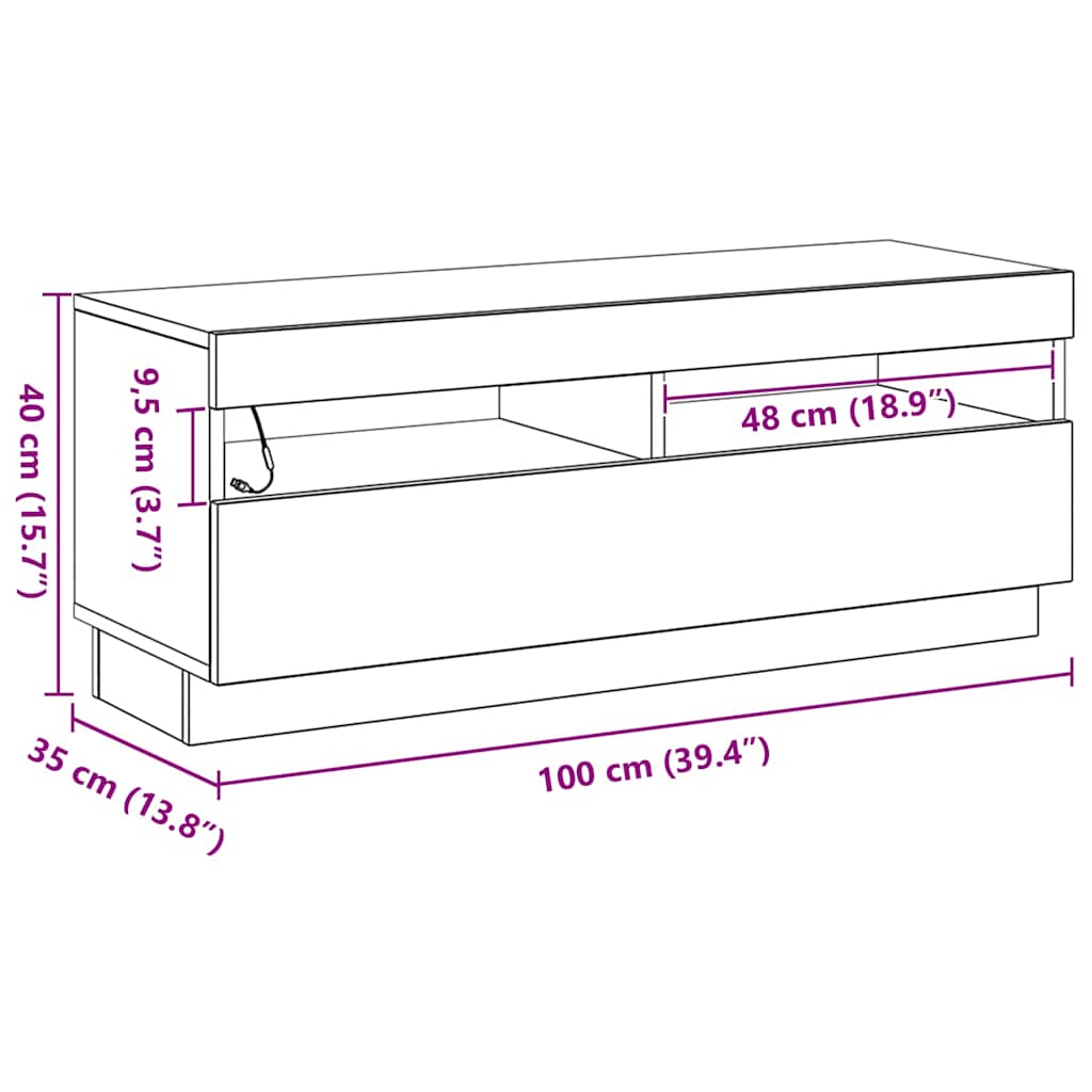 TV-skab Sort eg 100 x 35 x 40 cm Konstrueret træ