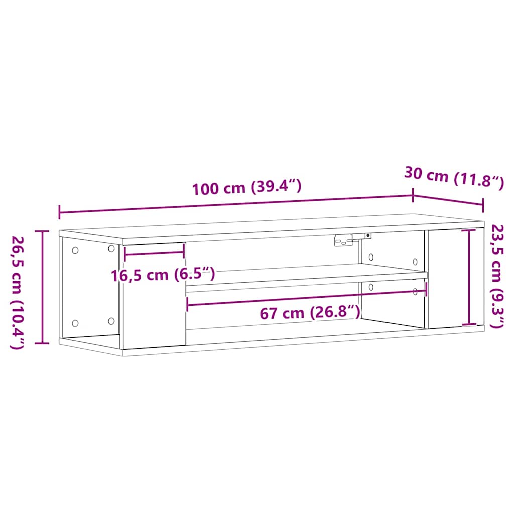 TV-skab artisian oak 100 x 30 x 26,5 cm Konstrueret træ